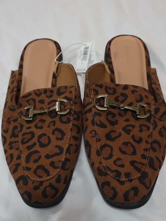 Old Navy Shoes - Leopard Print Brown Slip-On Mule Loafers